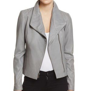 AQUA Small Gray Leather & Knit Jacket